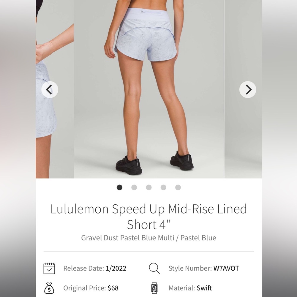 Lululemon Speed Up Mid-Rise Lined Short 4" - Gravel Dust Pastel Blue Multi